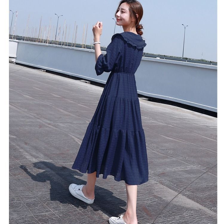 French Vintage Floral Midi Dress - Gaun Ringan Musim Panas Lengan Puff