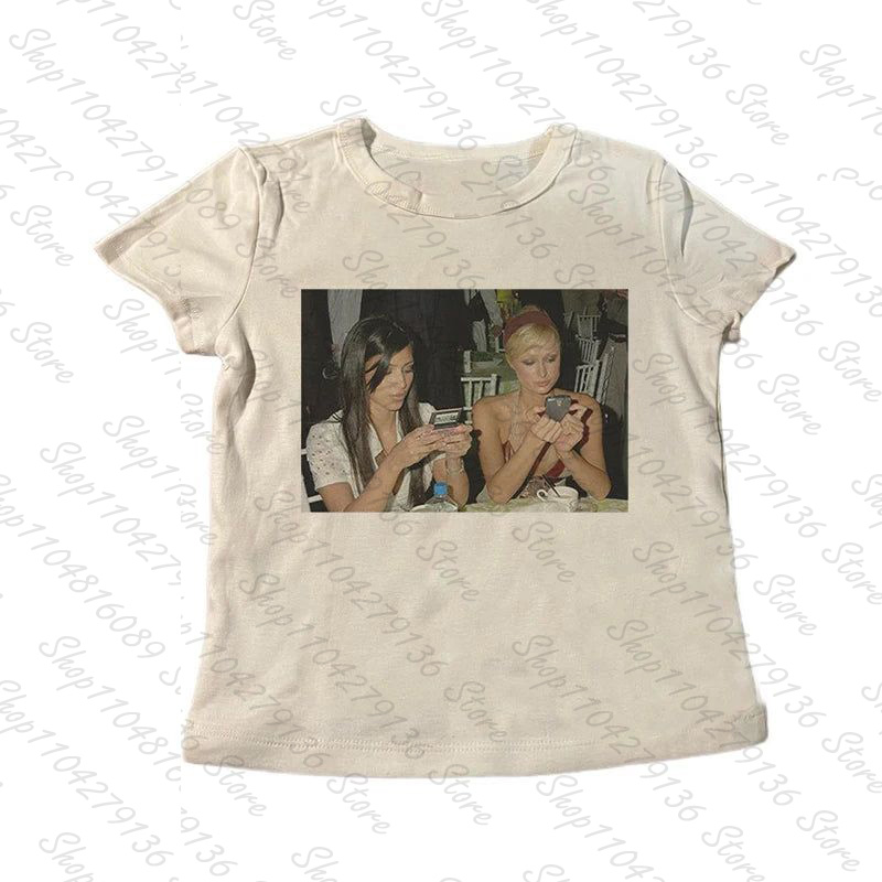Y2K Graphic Baby Tee Crop - Kaos wanita lengan pendek bergaya punk