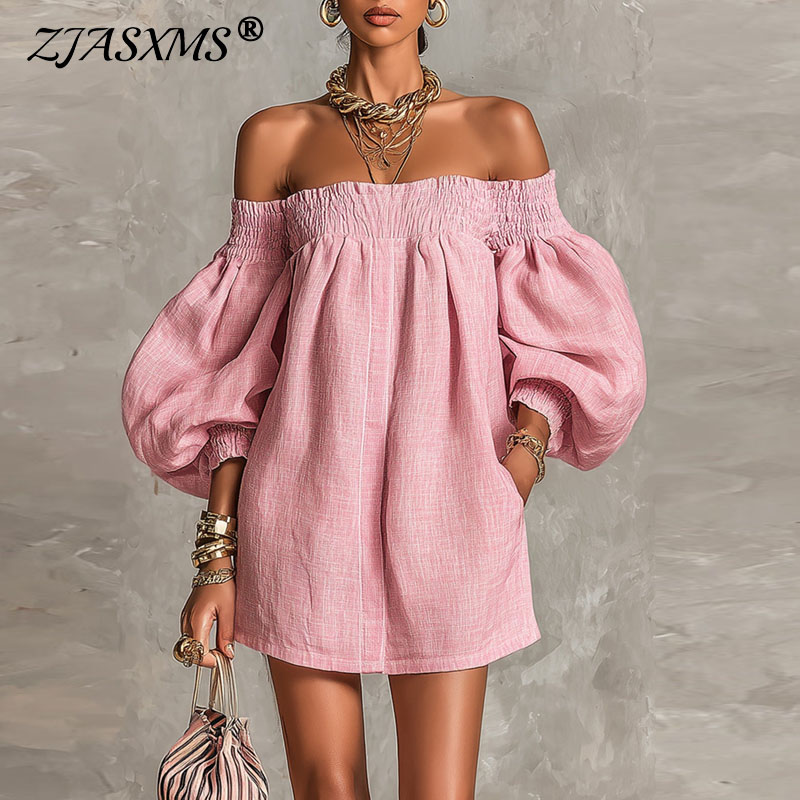 Off Shoulder Puff Sleeve Sundress - Gaun Mini Lengan Puff Off Shoulder