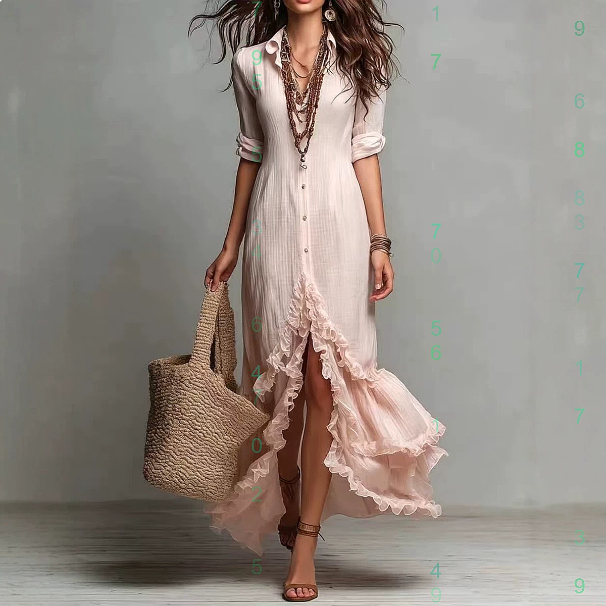 Casual Loose Linen Shirt Dress - Gaun katun linen model silang dengan