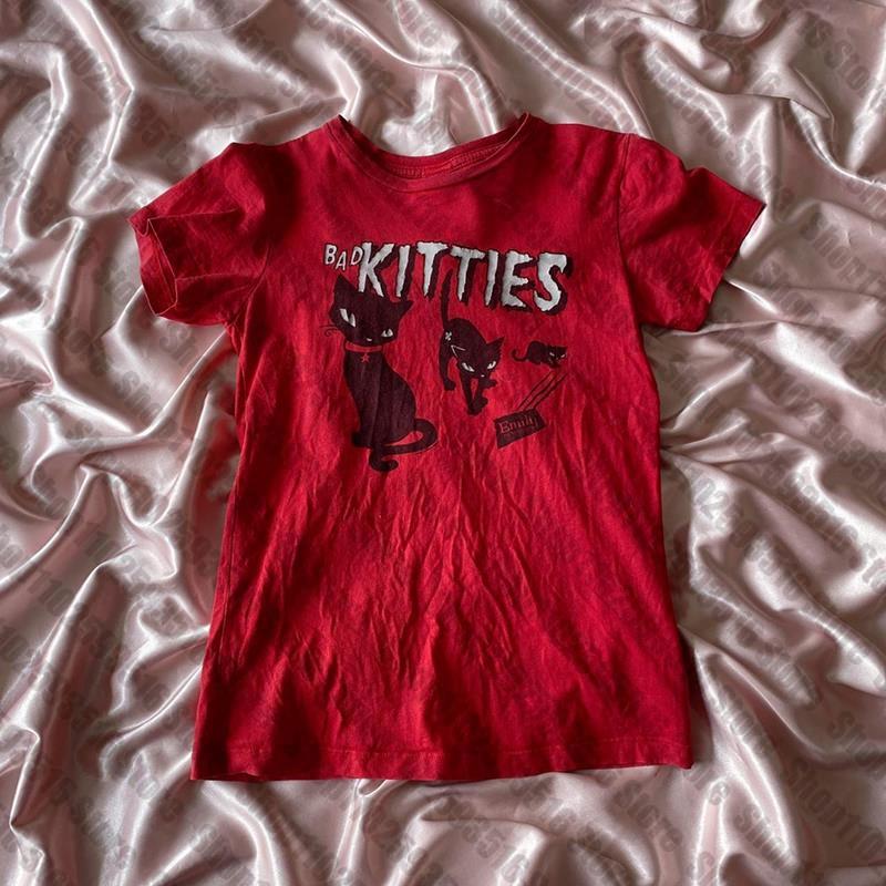 Y2K Graphic Baby Tee Crop - Y2K kaus Grunge Cyber Gotik kaus