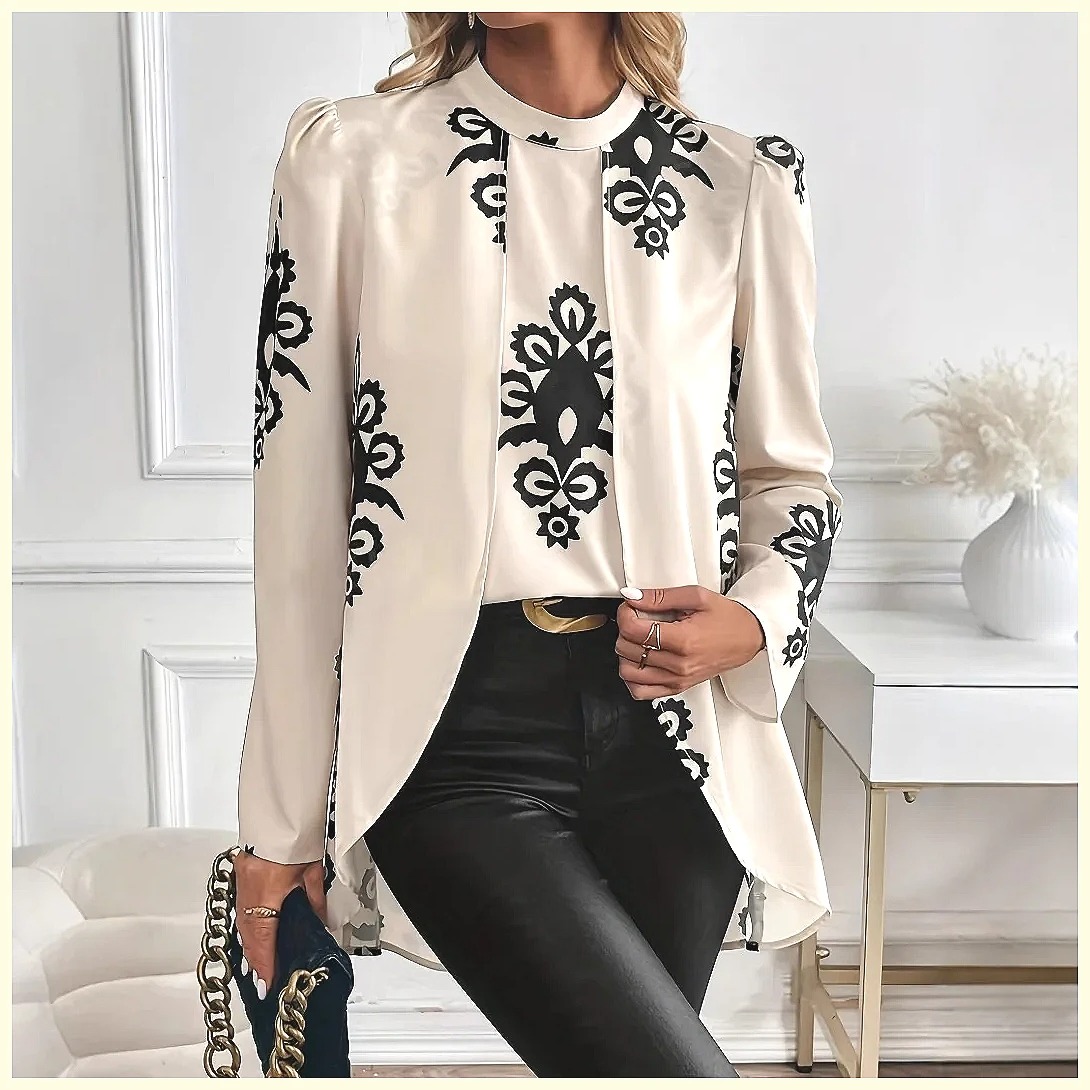 Blouses - Blus Wanita Lengan Panjang Motif Cetak