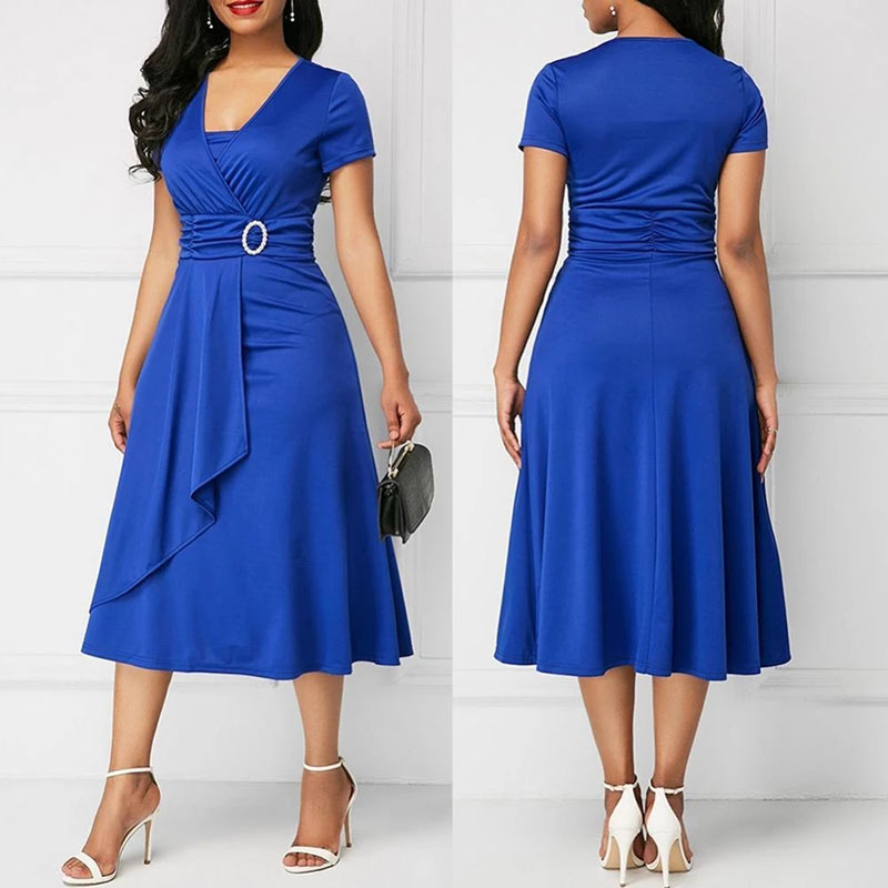 French Vintage Floral Midi Dress - We.Fine Dress Gaun Pesta Midi Wanita