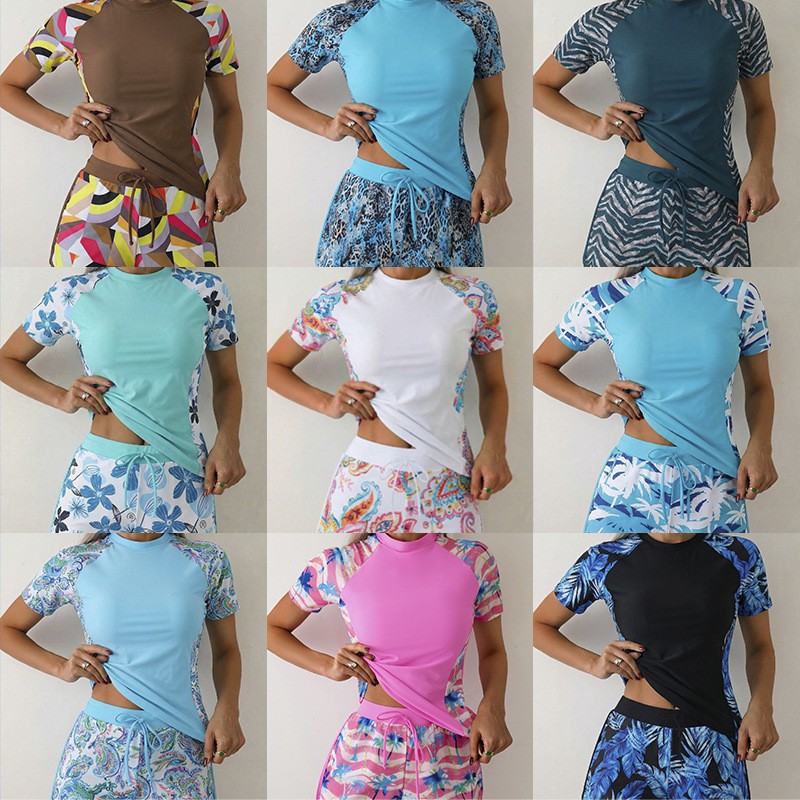 Tops - Tankini Wanita dengan Celana Pendek Crop
