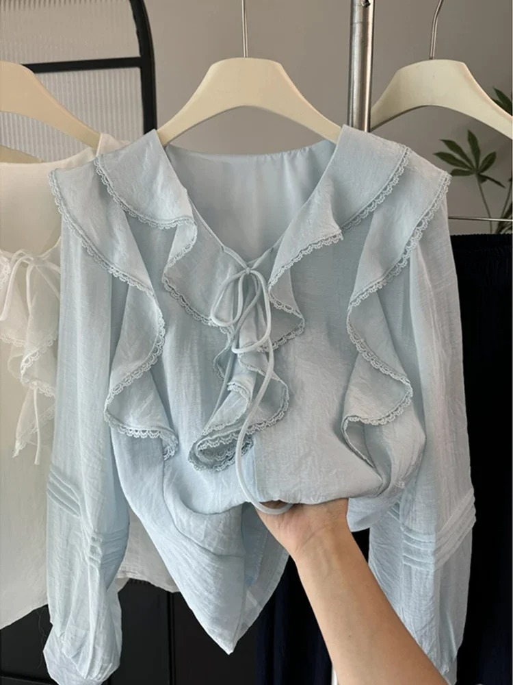 Blouses - Blus Lengan Panjang Chic Kerah V