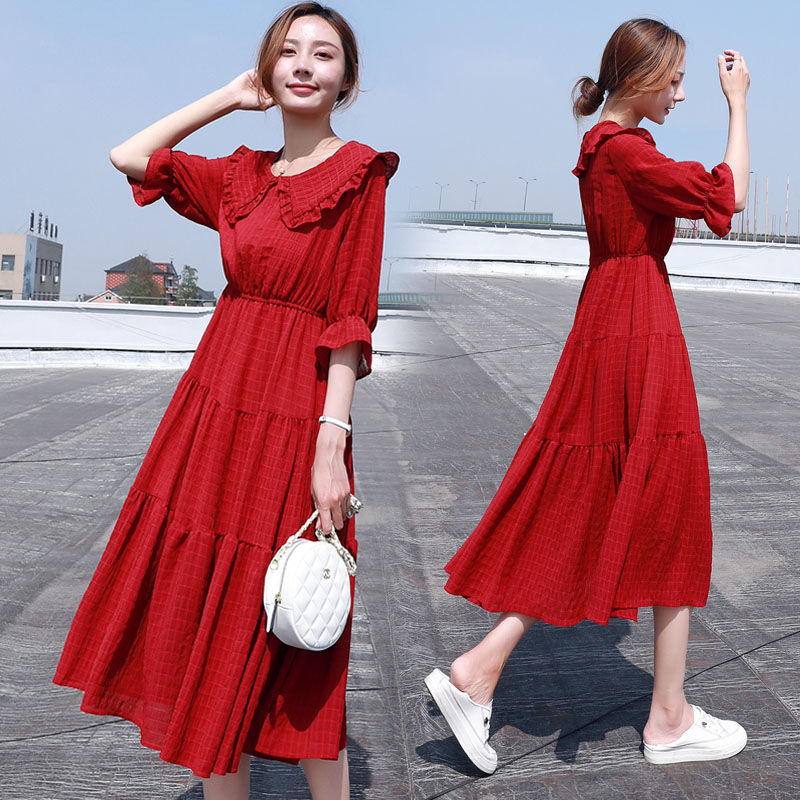 Gaun Ringan Musim Panas Lengan - French Vintage Floral Midi Dress ulasan dan harga