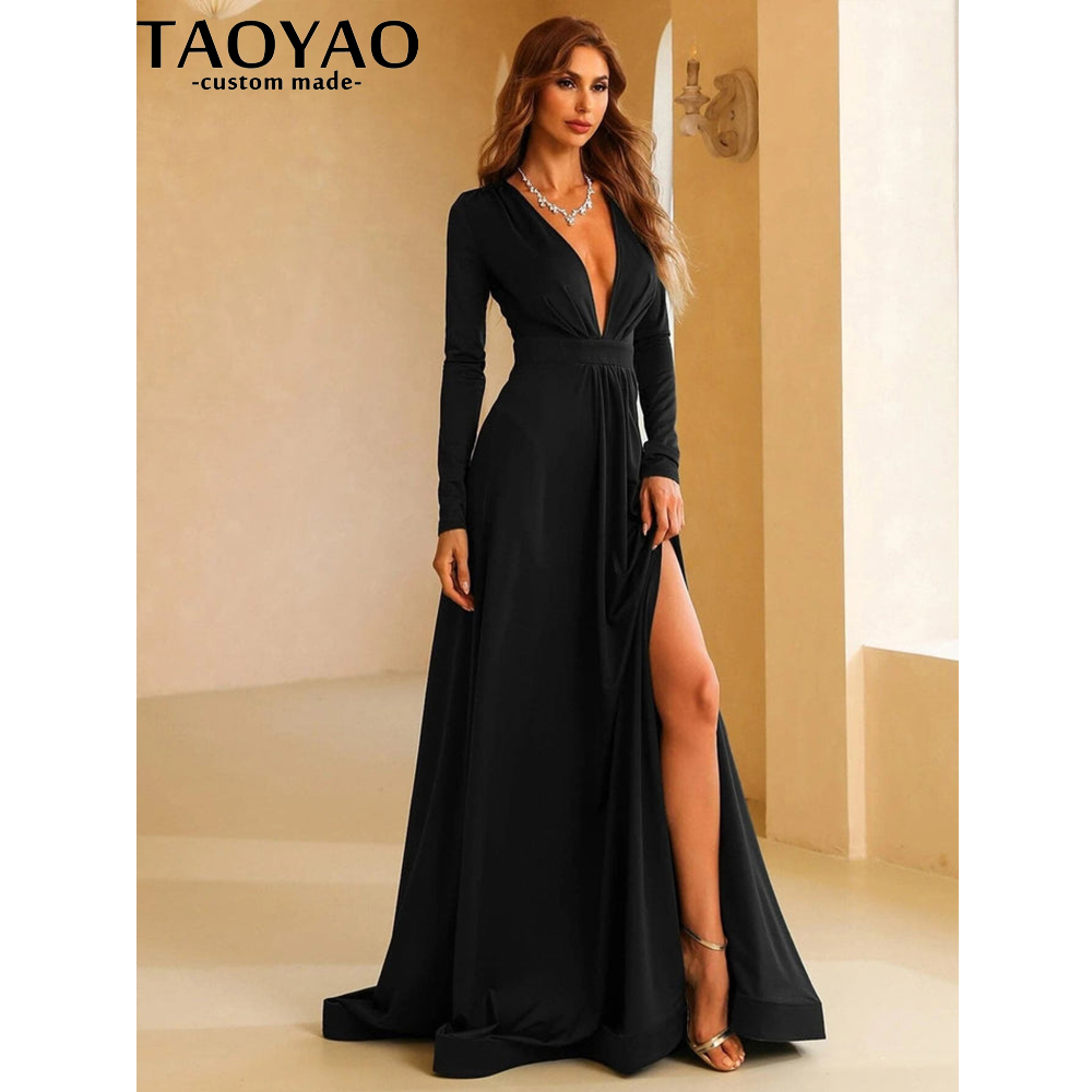 TaoYao gaun malam wanita, gaun - Elegant Satin Evening Gown Split ulasan dan harga