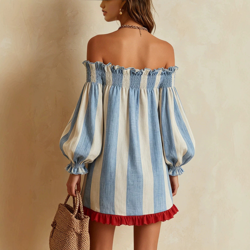 Gaun Wanita Off-the-Shoulder 2 - Off Shoulder Puff Sleeve Sundress ulasan dan harga