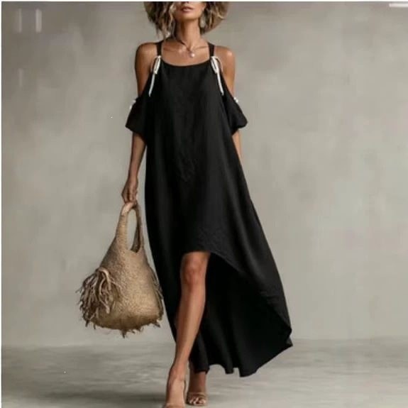 Gaun Wanita Musim Panas Gaun L - Off Shoulder Puff Sleeve Sundress ulasan dan harga