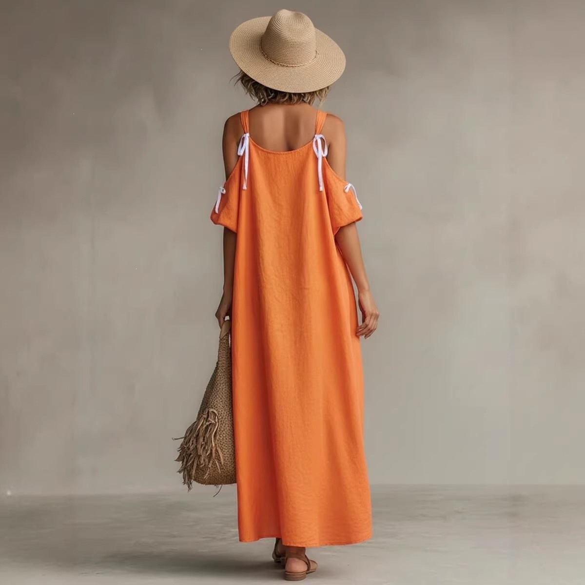Gaun Wanita Musim Panas Gaun L - Off Shoulder Puff Sleeve Sundress ulasan dan harga