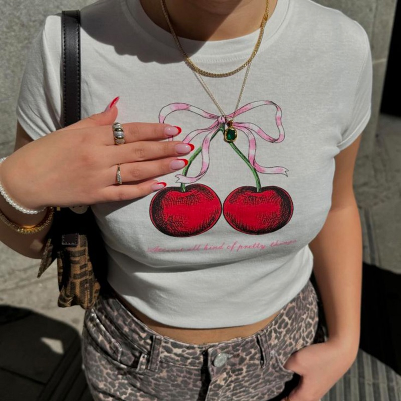 Atasan Crop Y2k Wanita Pakaian - Y2K Graphic Baby Tee Crop ulasan dan harga