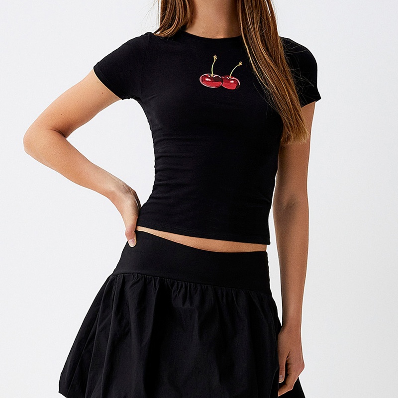 Atasan Crop Y2k Wanita Pakaian - Y2K Graphic Baby Tee Crop ulasan dan harga