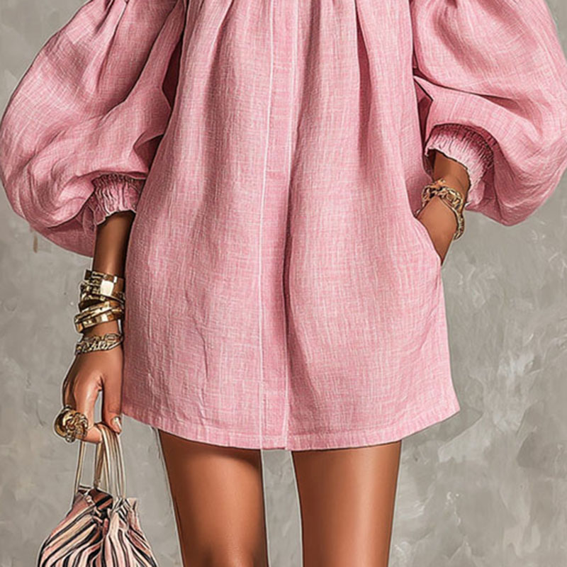 Gaun Wanita Polos Tanpa Tali B - Off Shoulder Puff Sleeve Sundress ulasan dan harga