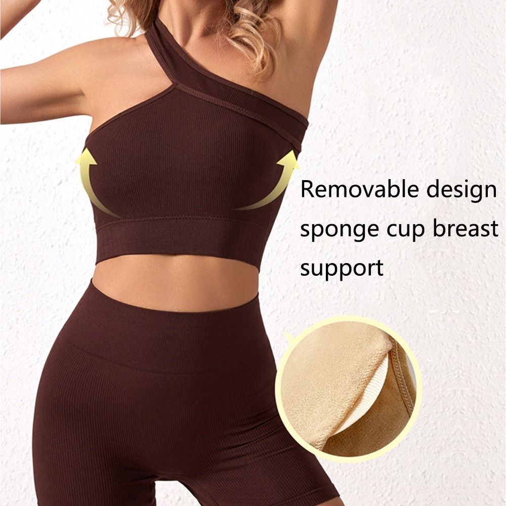 2Pcs Set Olahraga Wanita Tanpa - Seamless Ribbed Workout Tank Top ulasan dan harga