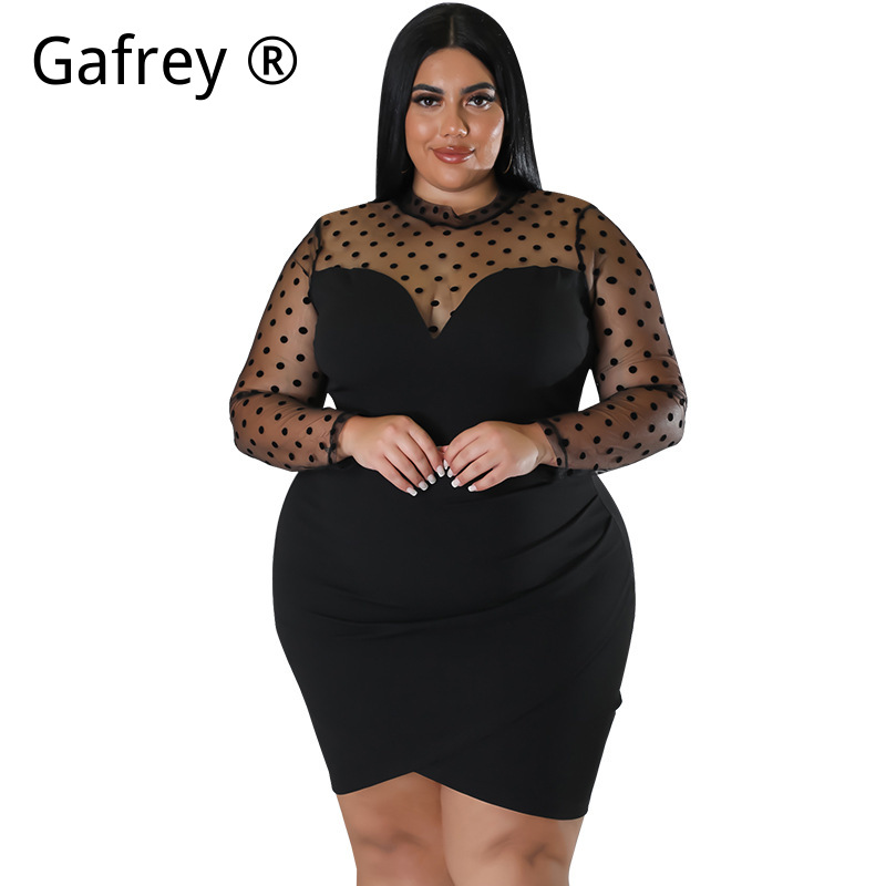 XXL 3XL 4XL 5XL Gaun Midi Body - Sexy Mesh Sheer Bodycon Dress ulasan dan harga