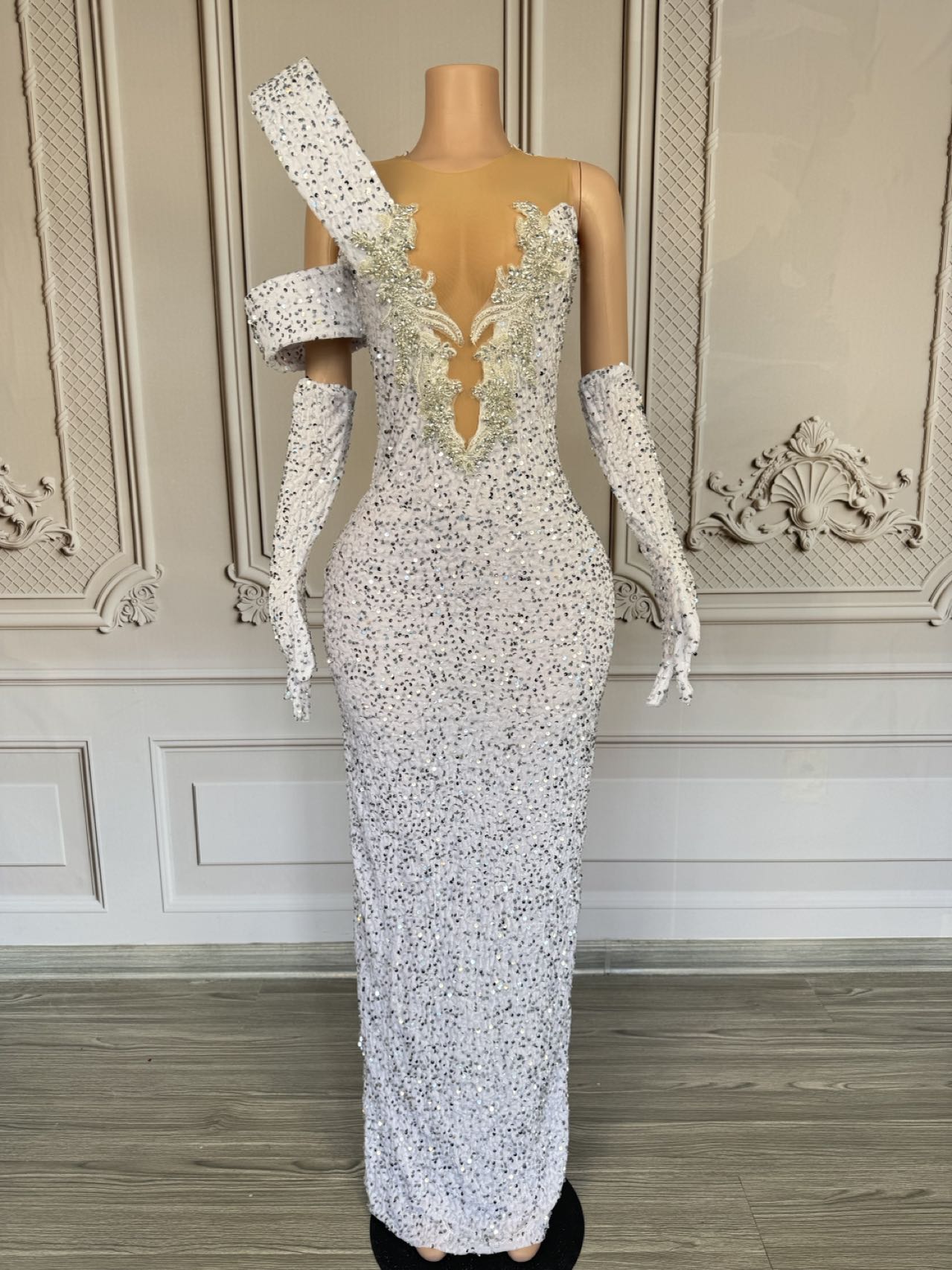 Gaun Panjang Leher V Dalam Ber - Sparkly Rhinestone Club Party Dress ulasan dan harga