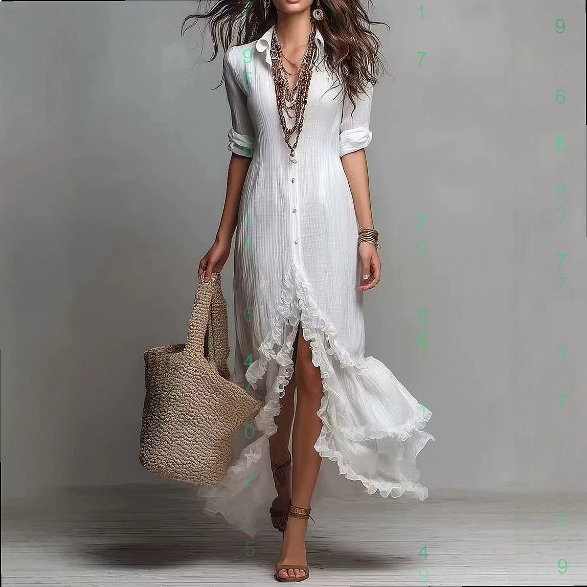 Gaun katun linen model silang  - Casual Loose Linen Shirt Dress ulasan dan harga