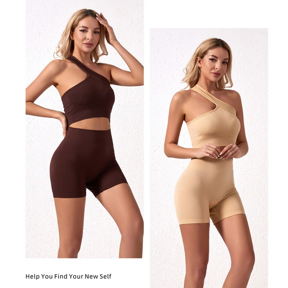 2Pcs Set Olahraga Wanita Tanpa - Seamless Ribbed Workout Tank Top ulasan dan harga
