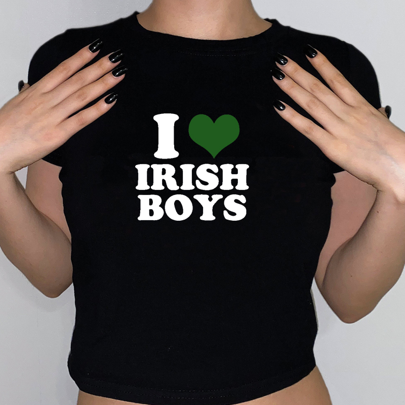 I Love Irish kaus Hip Hop wani - Y2K Graphic Baby Tee Crop ulasan dan harga