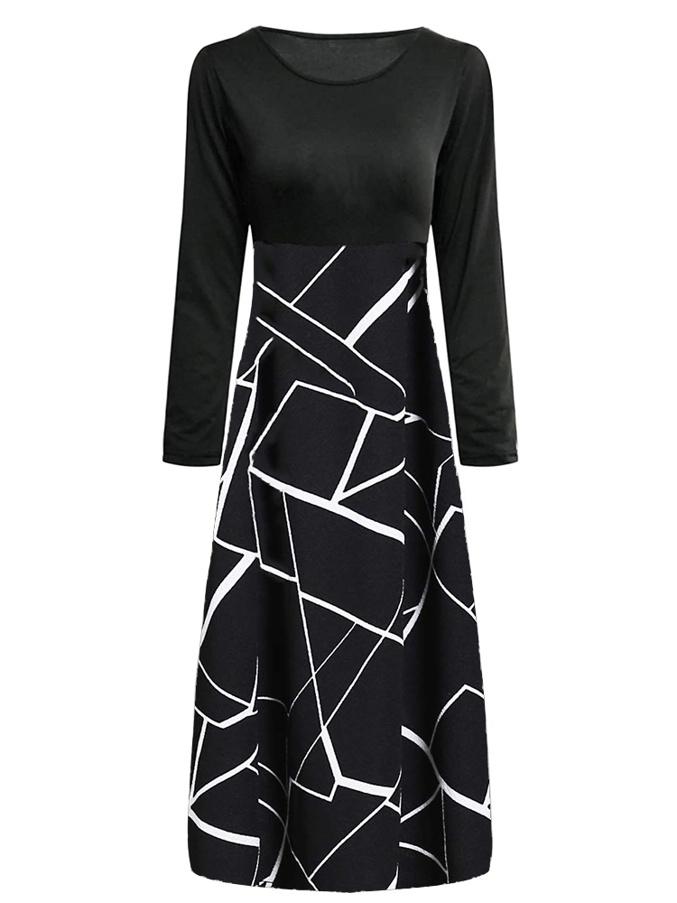 Gaun Hitam Putih Elegan dengan - French Vintage Floral Midi Dress ulasan dan harga