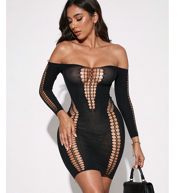 Gaun Pantai Wanita Lengan Panj - Sexy Mesh Sheer Bodycon Dress ulasan dan harga
