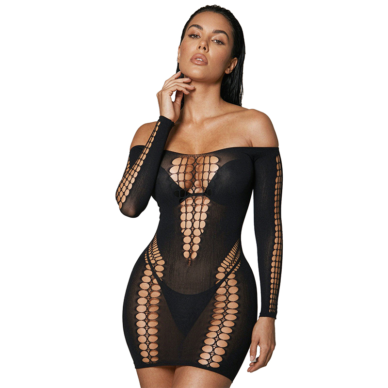 Gaun Pantai Wanita Lengan Panj - Sexy Mesh Sheer Bodycon Dress ulasan dan harga