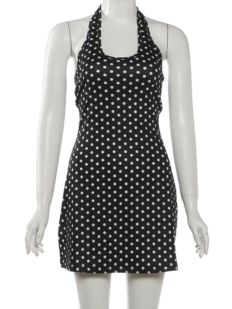 FDEY Gaun Punggung Terbuka Sek - Y2K Backless Halter Mini Dress ulasan dan harga