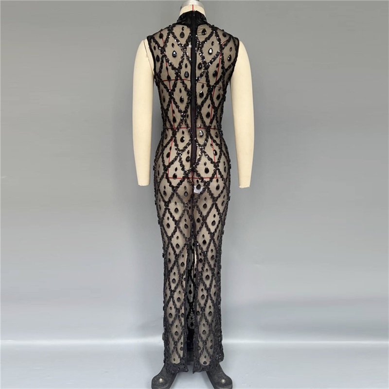 Gaun Prom Seksi Berkilau Hitam - Sexy Mesh Sheer Bodycon Dress ulasan dan harga
