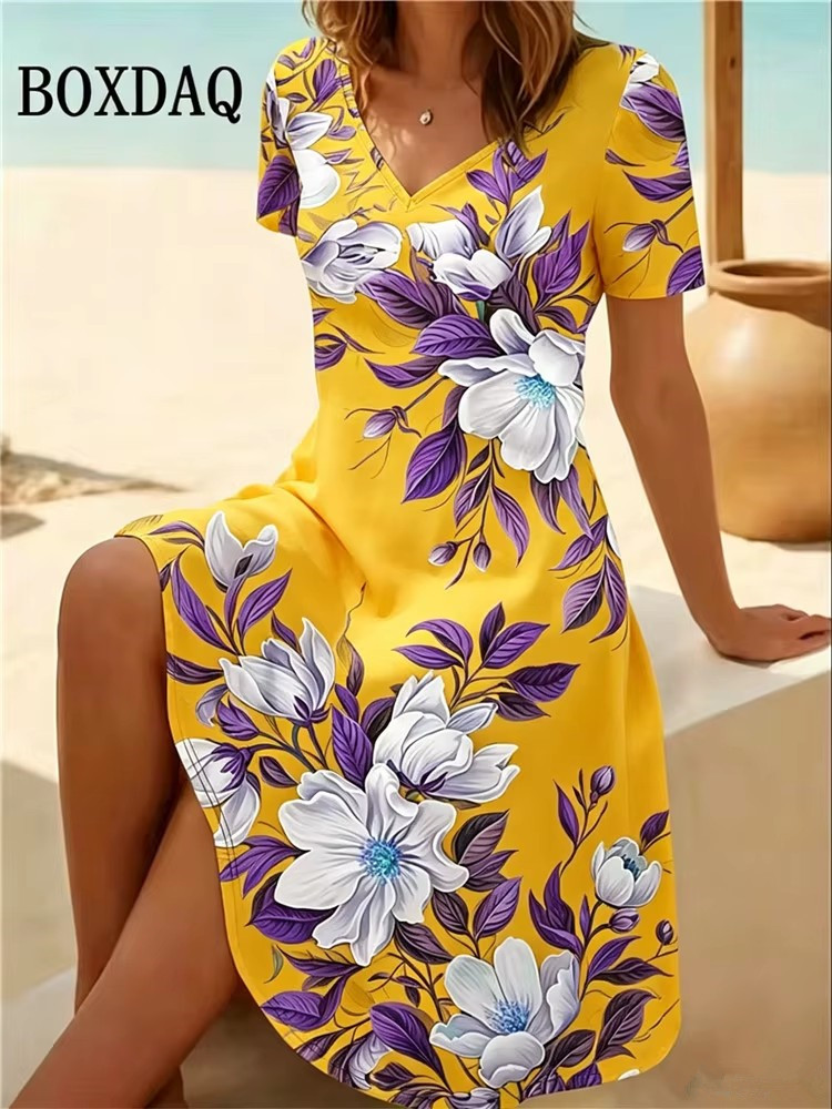 Gaun Wanita Ukuran Besar 6XL G - Boho Summer Beach Maxi Dress ulasan dan harga