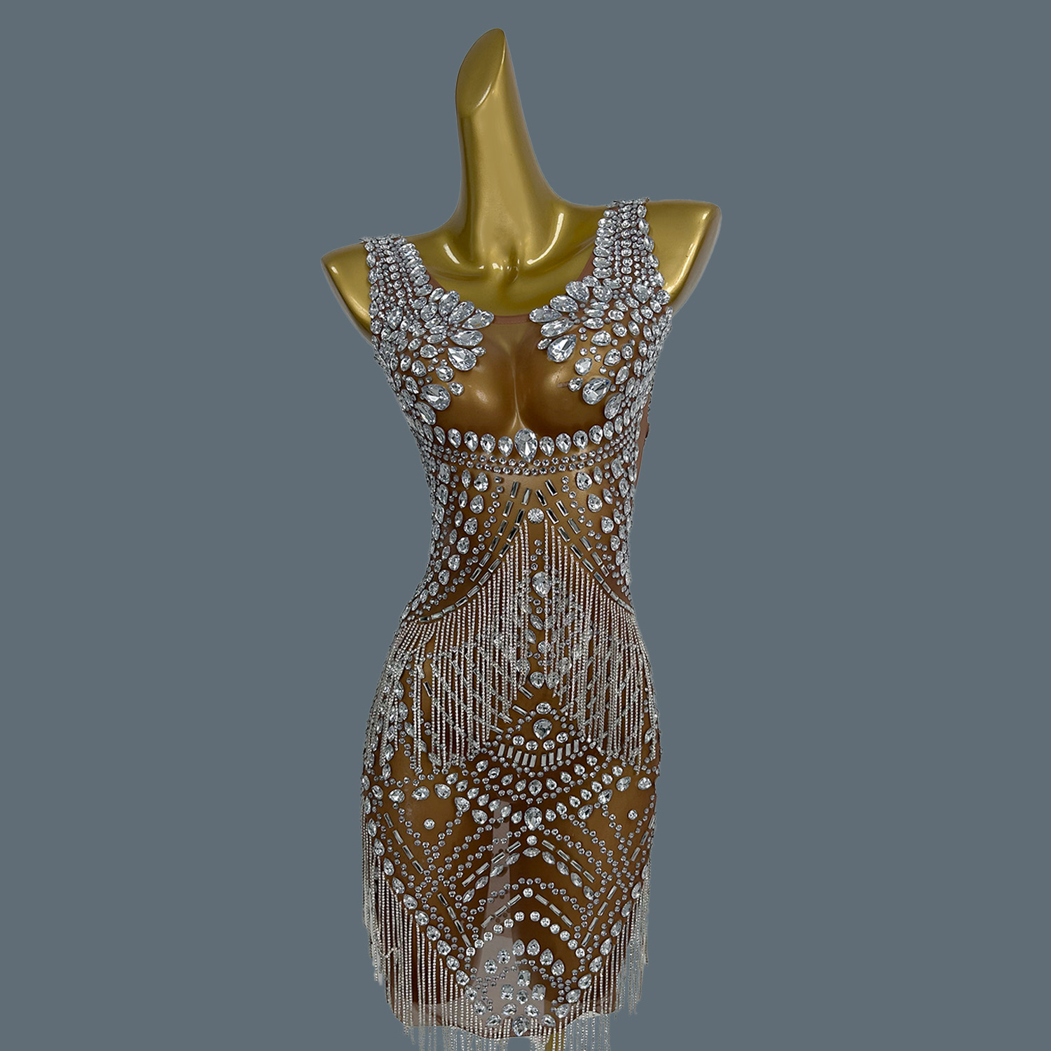 Gaun Malam Seksi Untuk Wanita, - Sparkly Rhinestone Club Party Dress ulasan dan harga