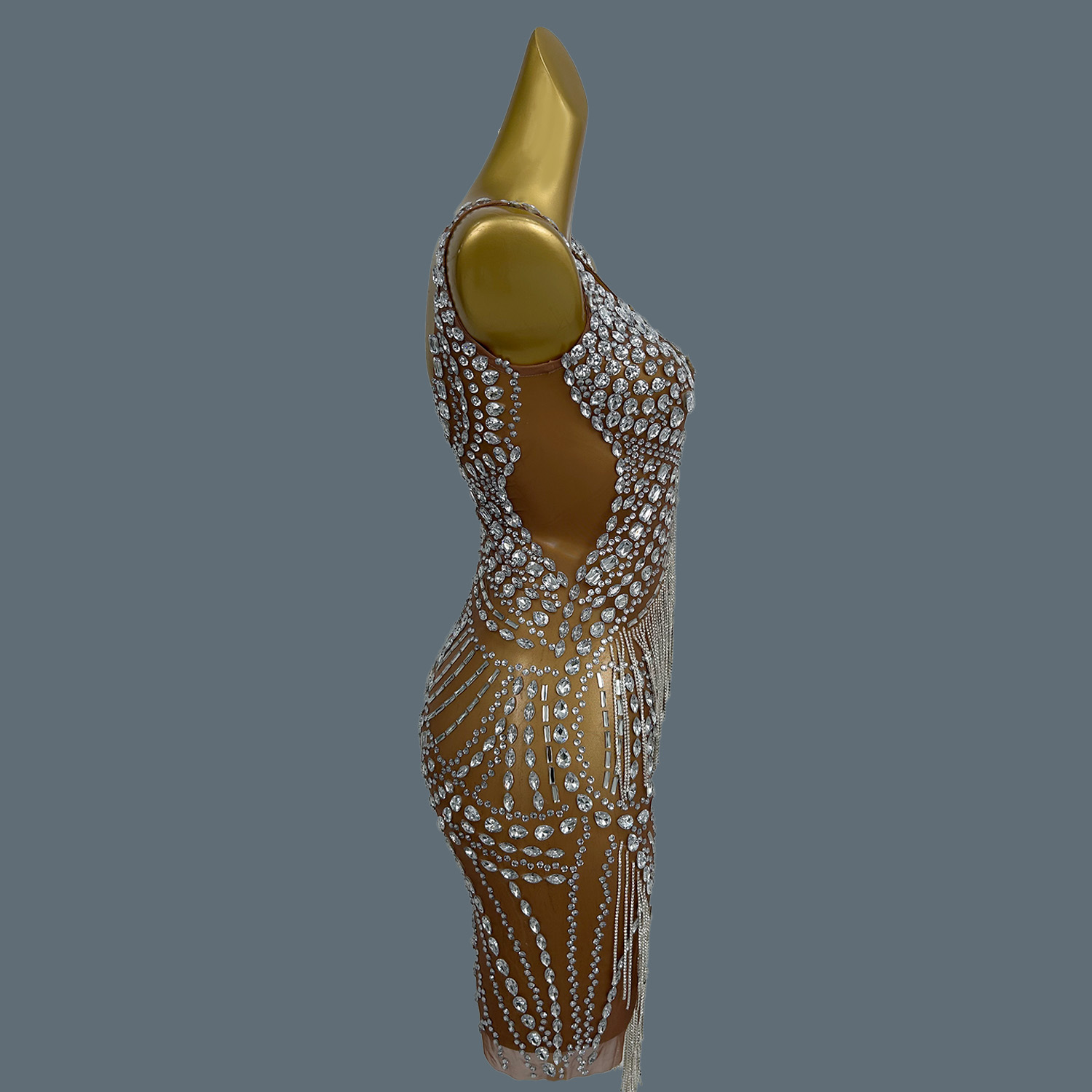 Gaun Malam Seksi Untuk Wanita, - Sparkly Rhinestone Club Party Dress ulasan dan harga