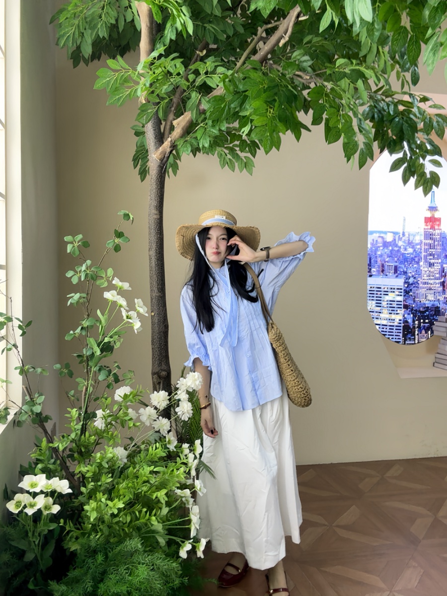 Setelan Kemeja Lengan Gelembun - Korean Style A Line Shirt Dress ulasan dan harga