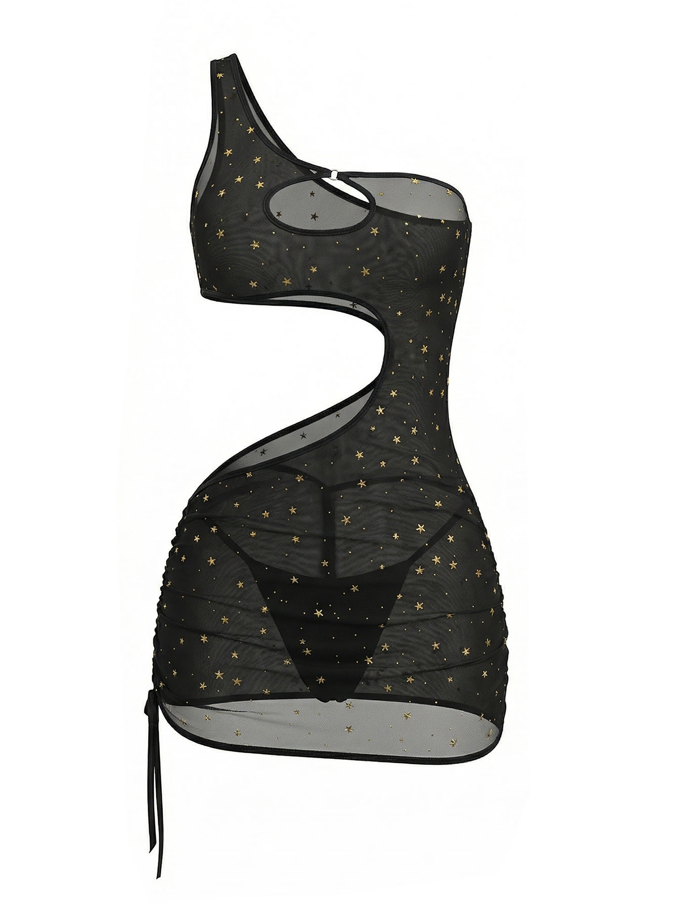 Gaun Lingerie Mini Pesta Malam - Sexy Mesh Sheer Bodycon Dress ulasan dan harga