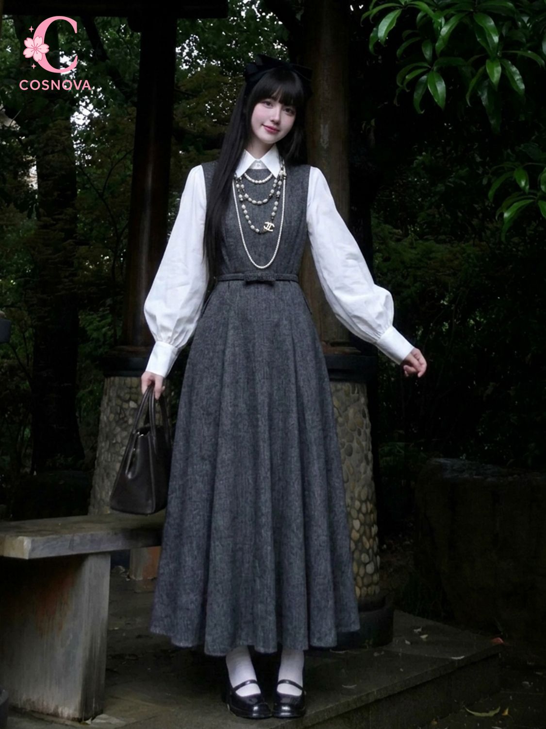 Set Gaun 2 Potong Gaya Hepburn - Korean Style A Line Shirt Dress ulasan dan harga