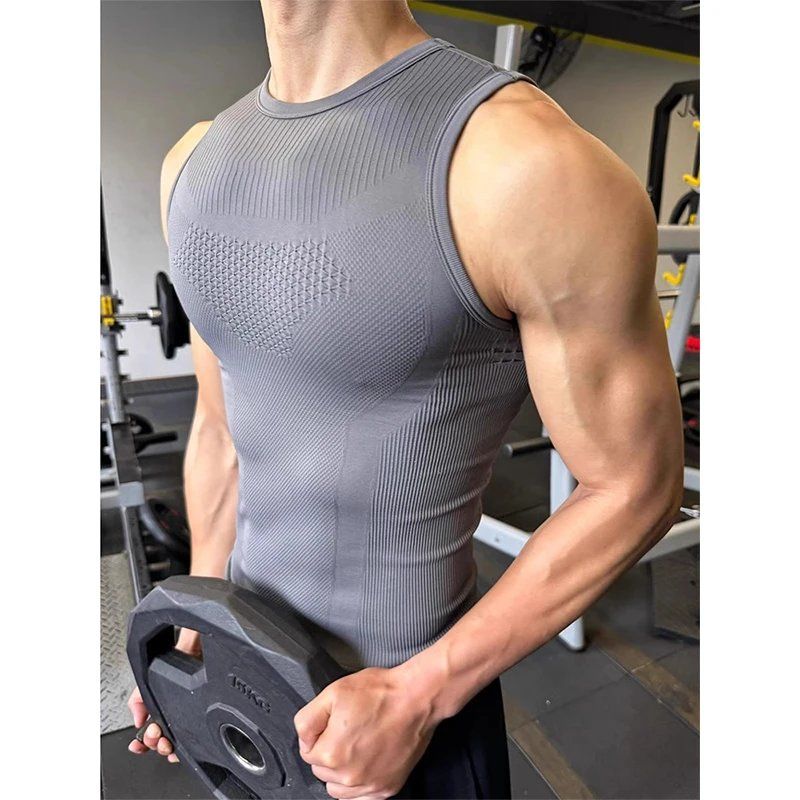 Tank Top Fitness Pria Tanpa Ja - Seamless Ribbed Workout Tank Top ulasan dan harga