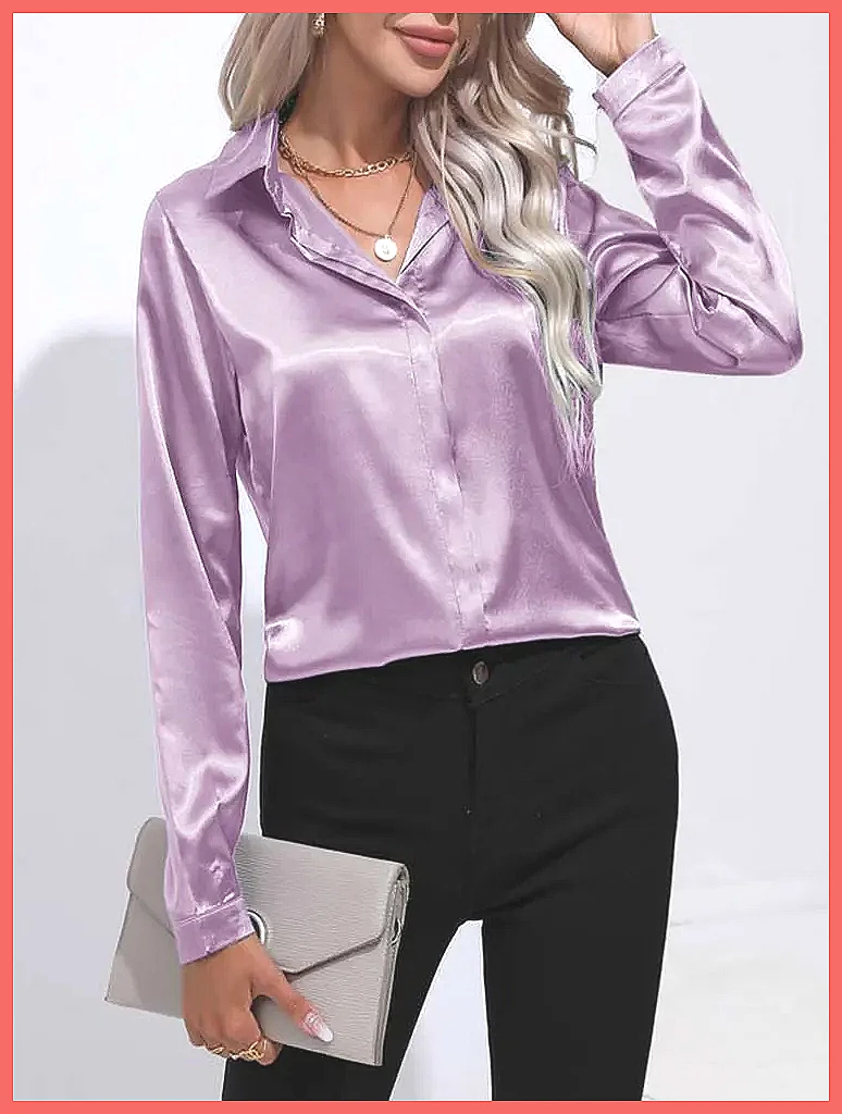 Kemeja Satin Musim Semi Musim  - Blouses ulasan dan harga