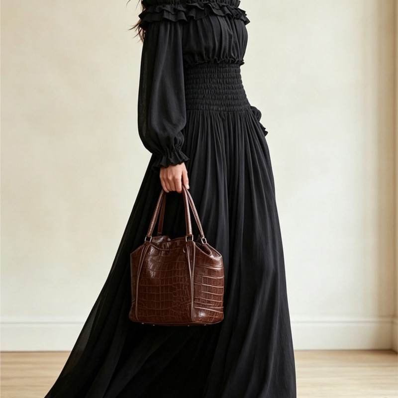 Gaun Maxi Wanita Off-Shoulder  - Off Shoulder Puff Sleeve Sundress ulasan dan harga