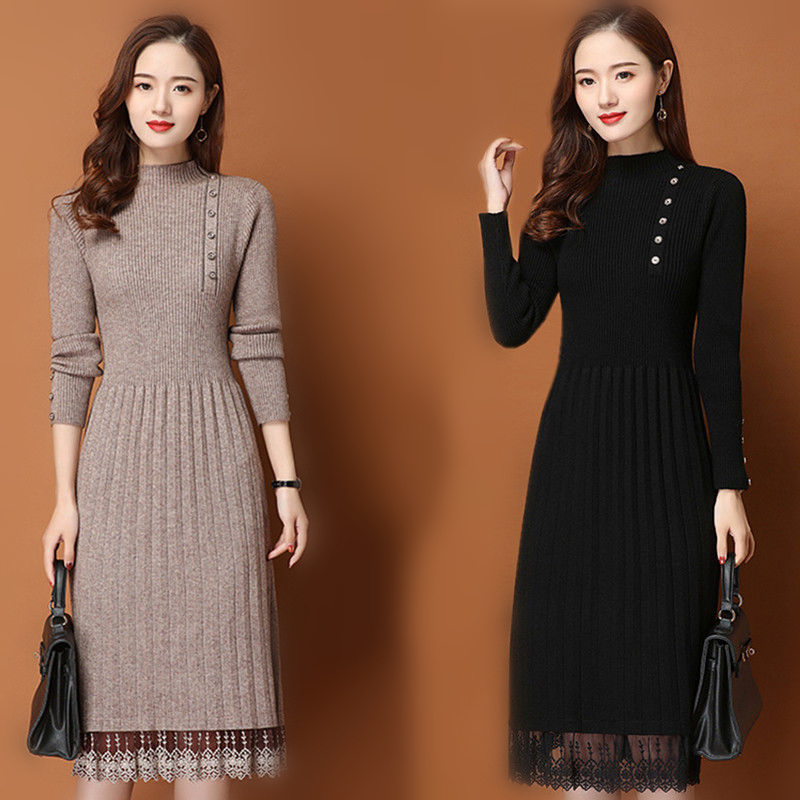 Sweter Wanita Musim Gugur Musi - Bodycon Long Sleeve Ribbed Dress ulasan dan harga