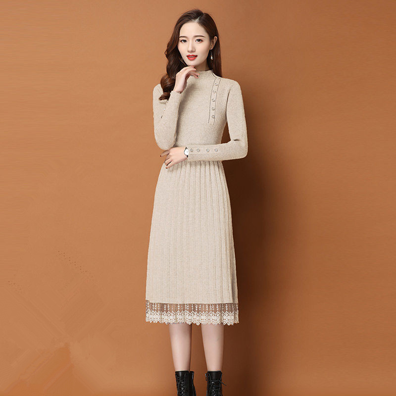 Sweter Wanita Musim Gugur Musi - Bodycon Long Sleeve Ribbed Dress ulasan dan harga