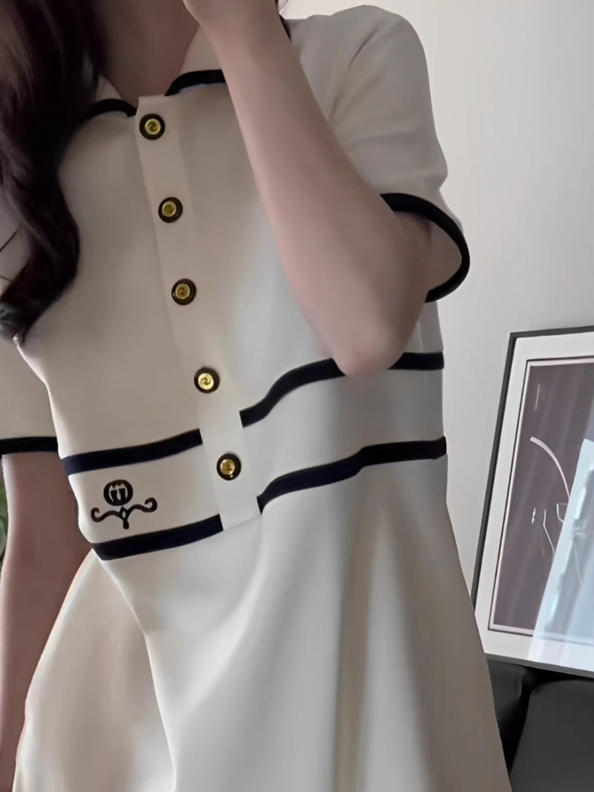 Gaun Lengan Pendek Kerah Ukura - Korean Style A Line Shirt Dress ulasan dan harga