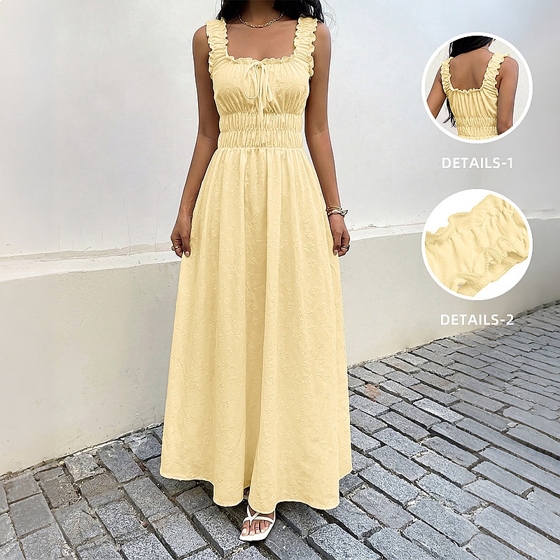 Gaun Musim Panas Tanpa Lengan  - Boho Summer Beach Maxi Dress ulasan dan harga