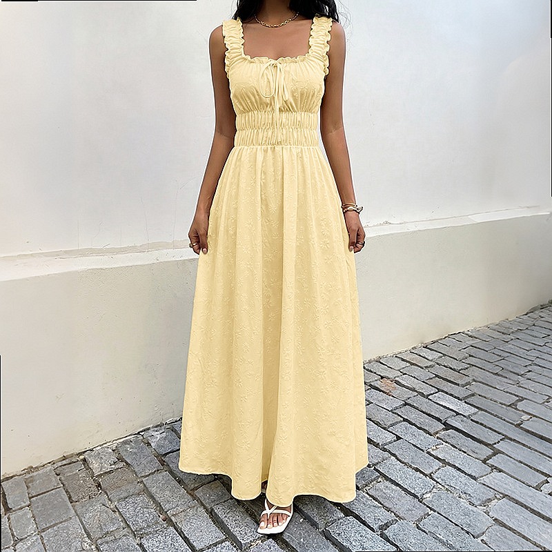 Gaun Musim Panas Tanpa Lengan  - Boho Summer Beach Maxi Dress ulasan dan harga