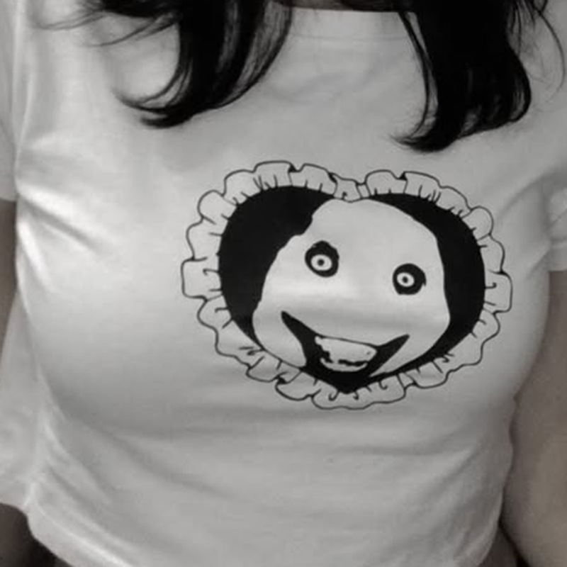 Atasan Crop Top Grafis Hati Go - Y2K Graphic Baby Tee Crop ulasan dan harga