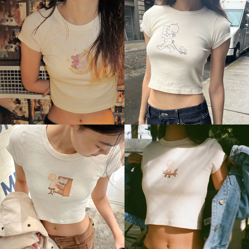Angel t-shirt ramping grafis b - Y2K Graphic Baby Tee Crop ulasan dan harga