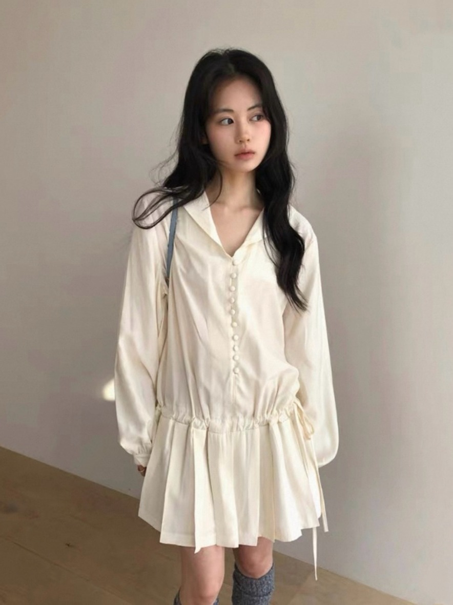 Gaun kemeja lengan panjang yan - Korean Style A Line Shirt Dress ulasan dan harga