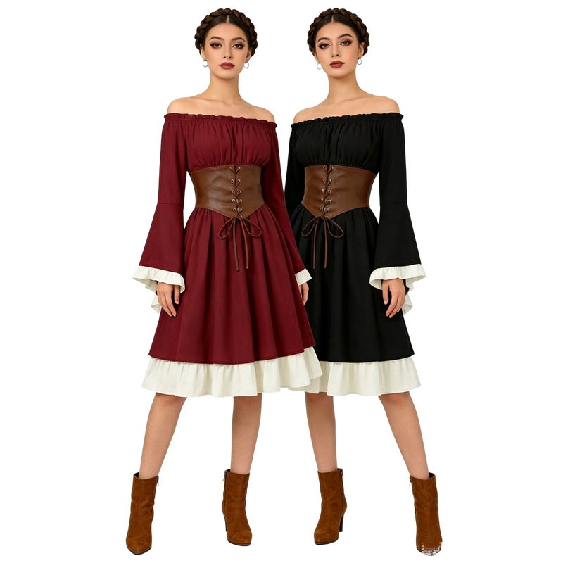 Gaun Midi Renaisans Abad Perte - Dresses ulasan dan harga