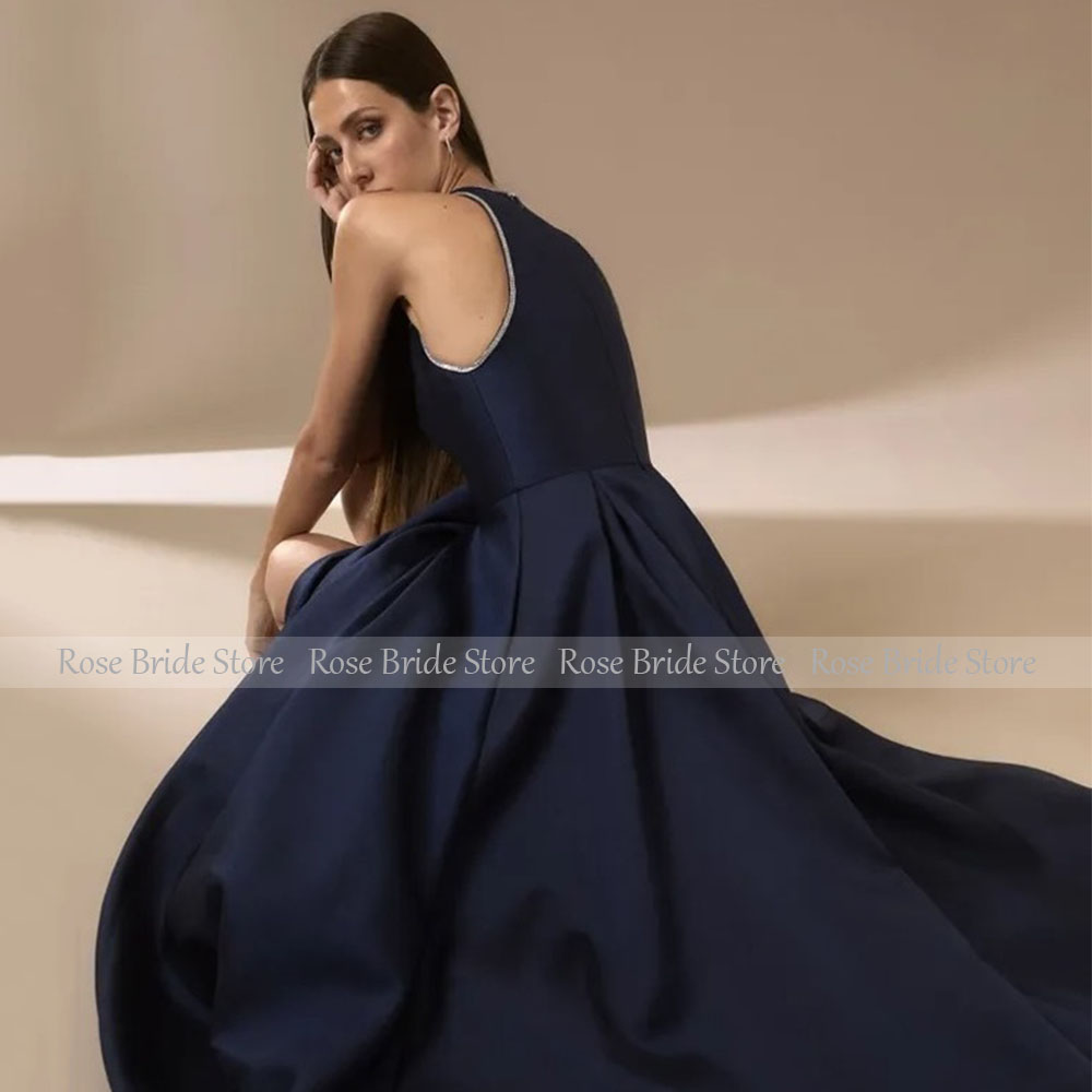 Gaun Malam Satin Biru Laut unt - Elegant Satin Evening Gown Split ulasan dan harga