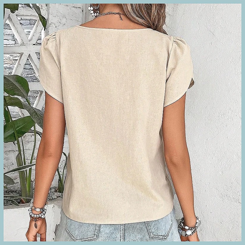 Blus Warna Solid Vintage Musim - Blouses ulasan dan harga