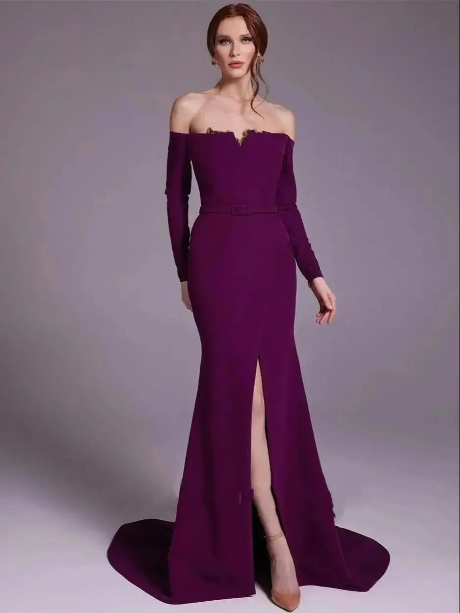 Gaun malam model Arab Satin, g - Elegant Satin Evening Gown Split ulasan dan harga