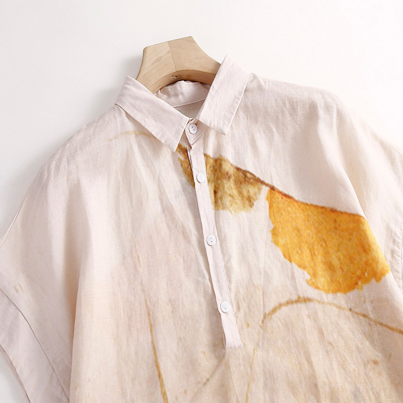 Gaun Kemeja Katun Linen Kasual - Casual Loose Linen Shirt Dress ulasan dan harga